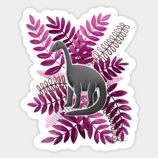 Dinosaur & Leaves - Pink Sticker